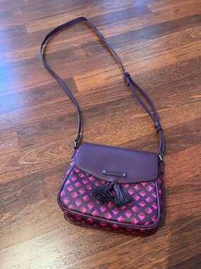 Vera Bradley Purple and Pink Mosaic Crossbody with Tassel